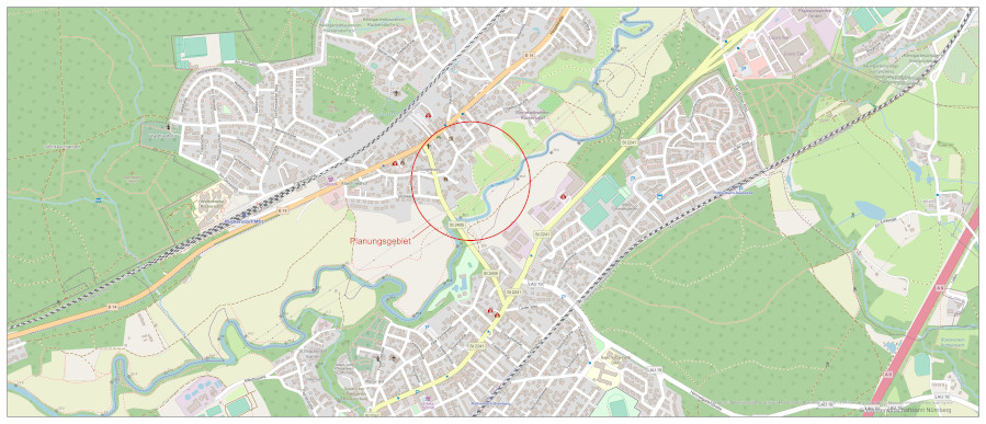 Lageplan mit Darstellung der Lage des Hochwasserschutzprojektes